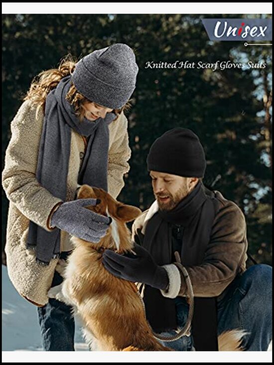 6-Piece Winter Hat Scarf Gloves Set with Touchscreen Gloves, Acrylic & Polyester main image 4